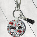 18635 skull cherries gothic keyring 2
