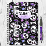 18643 personalised cherry skull purple a5 notebook 1