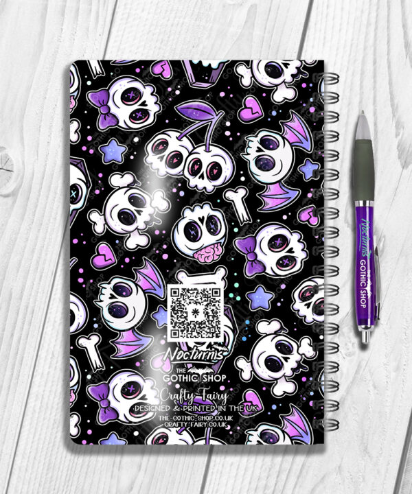 18643 personalised cherry skull purple a5 notebook 3