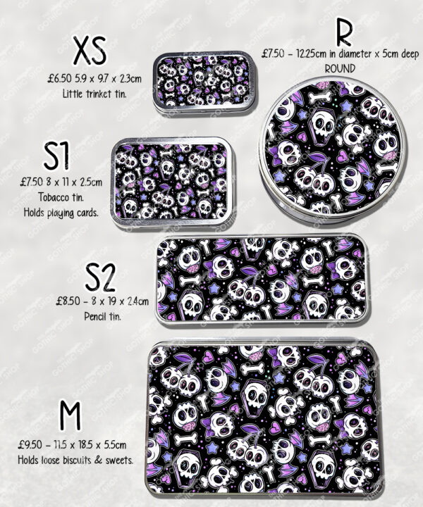 18644 personalised cherry skull purple storage tin 3