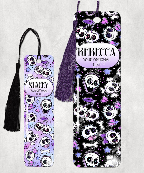18645 personalised cherry skull purple bookmark 1