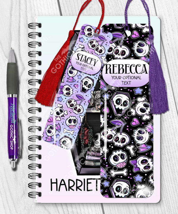 18645 personalised cherry skull purple bookmark 2