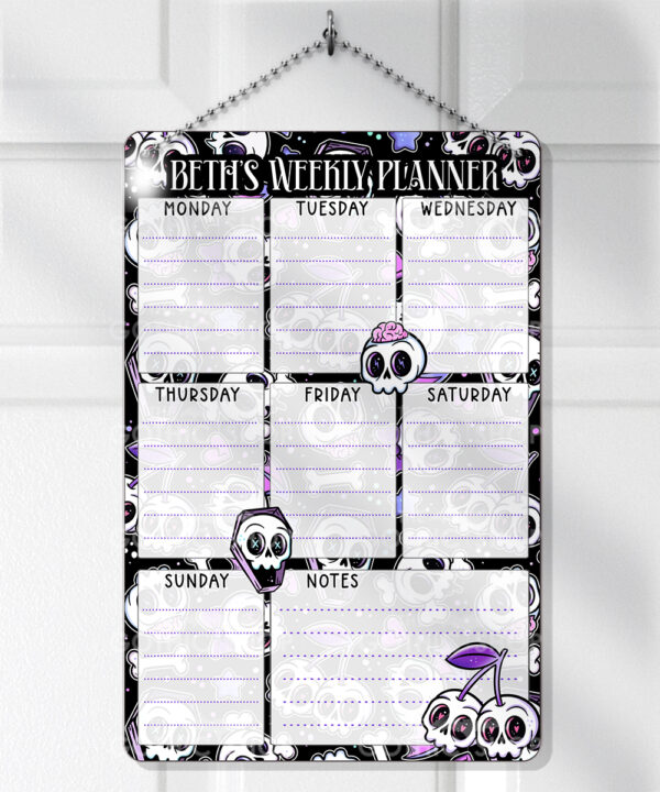 18647 personalised cherry skull purple weekly planner 1