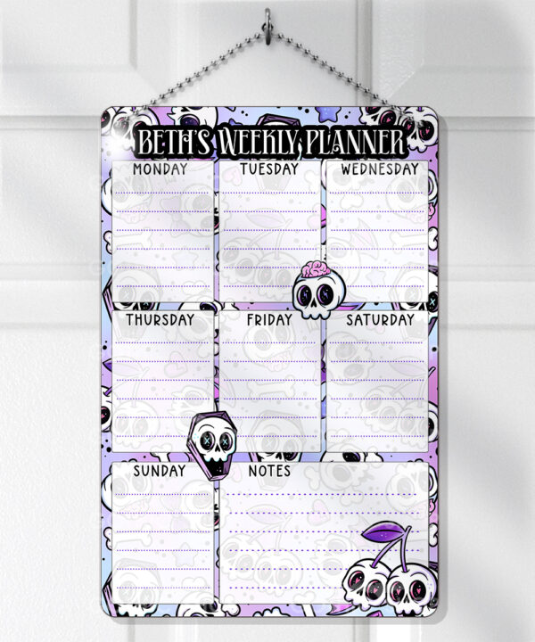 18647 personalised cherry skull purple weekly planner 2