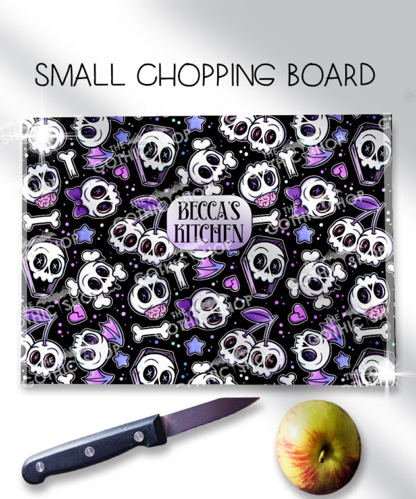 18648 personalised cherry skull purple chopping board 2