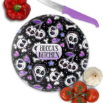 18649 personalised cherry skull purple chopping board 1