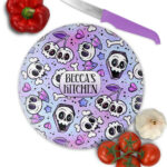 18649 personalised cherry skull purple chopping board 2