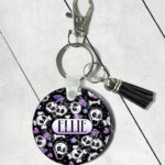 18650 personalised cherry skull purple keyring 1