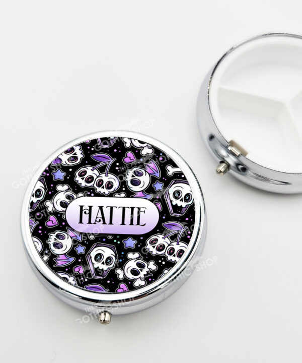 18652 personalised cherry skull purple pill box 1