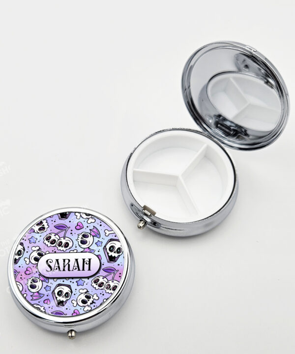 18652 personalised cherry skull purple pill box 2