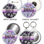 18653 personalised cherry skull purple keyring mirror