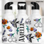 tattoo flash purple gothic 600ml screw lid water bottle with option to personalise
