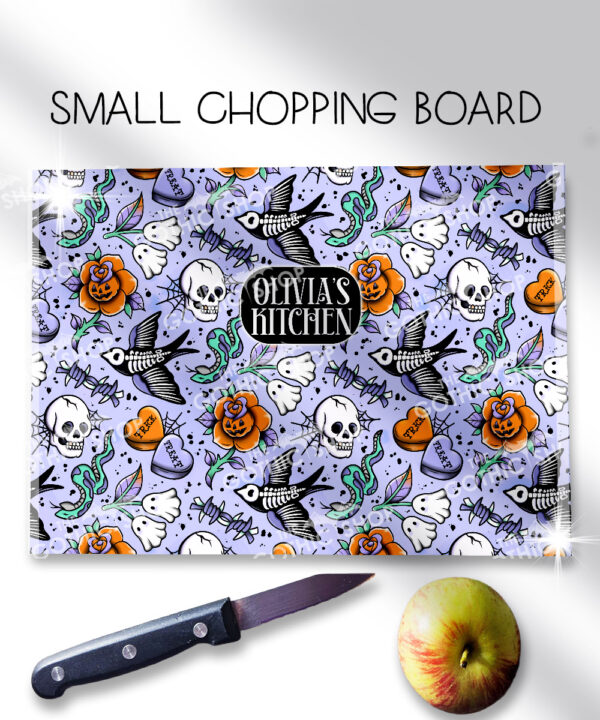 18705 personalised tattoo flash gothic chopping board 1