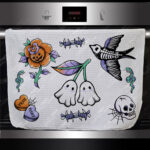 18707 personalised tattoo flash gothic kitchen towel 2