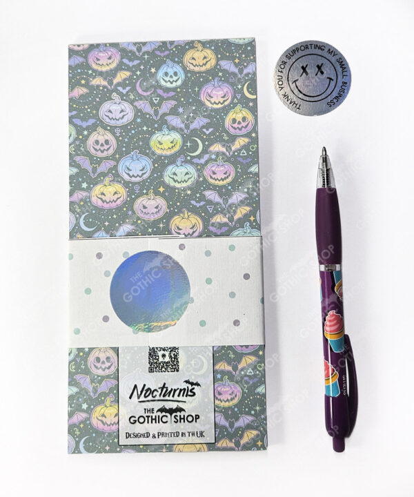 pumpkins & bats to do list slim tall gothic halloween notepad