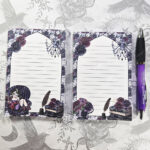 whimsical dark academia book lover lady bookish a6 notepad stationery