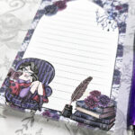 whimsical dark academia book lover lady bookish a6 notepad stationery