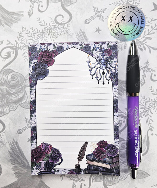 whimsical dark academia book lover bookish a6 notepad stationery