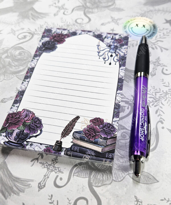 whimsical dark academia book lover bookish a6 notepad stationery