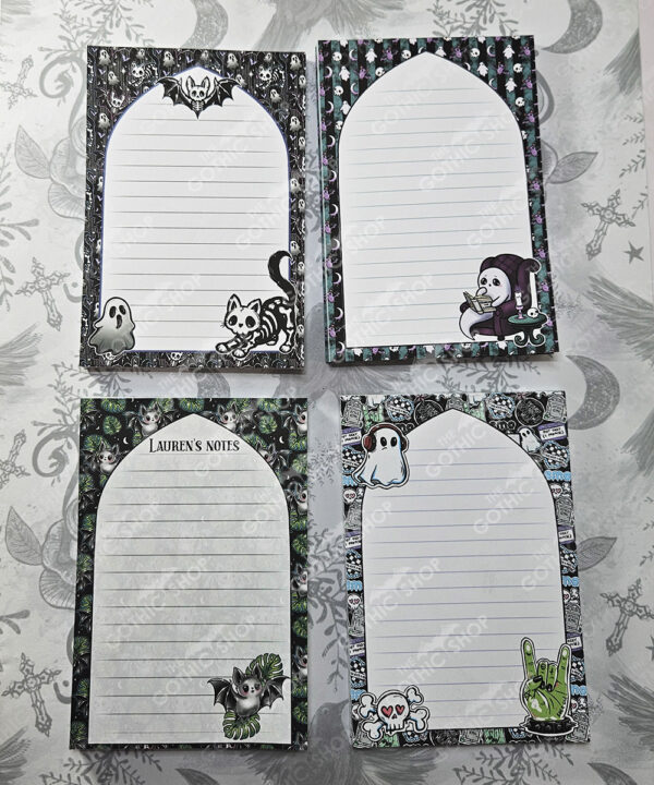 rock on emo ghosties a6 gothic notepad stationery