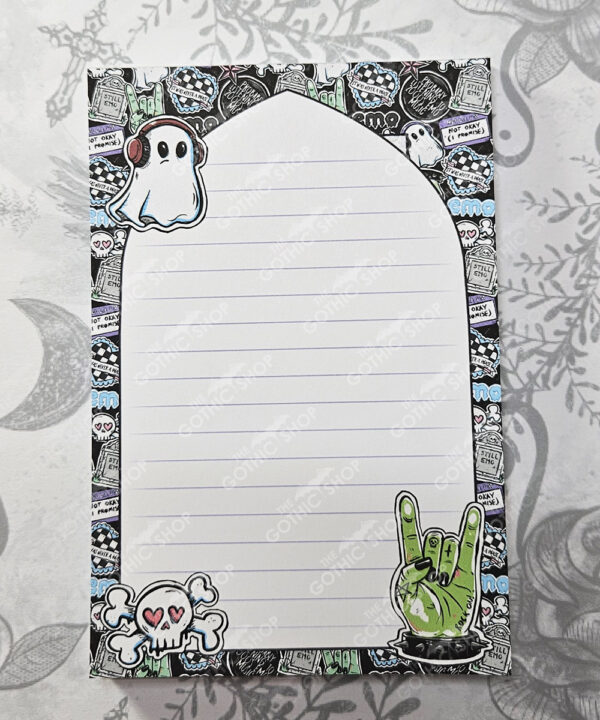 rock on emo ghosties a6 gothic notepad stationery
