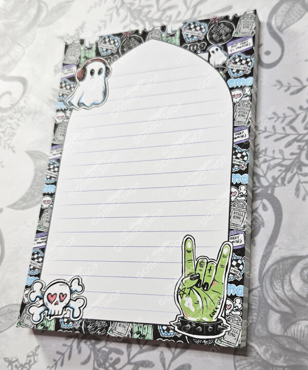 rock on emo ghosties a6 gothic notepad stationery