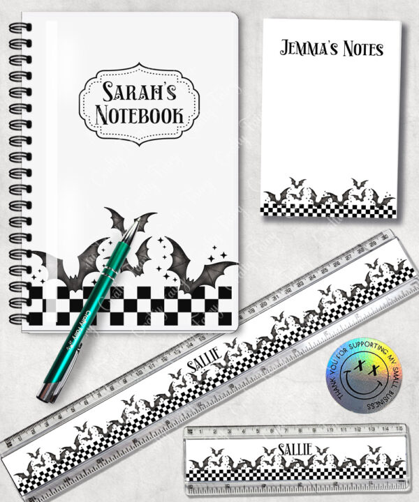 18789 personalised bats checkered gothic a6 notebook 2