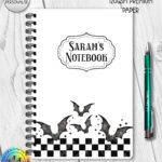 18790 personalised bats checkered gothic a5 notebook 1