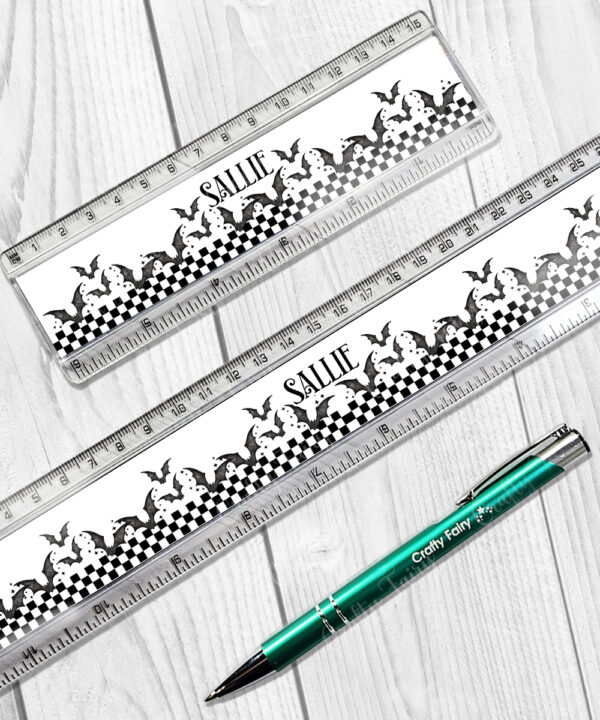 18791 personalised bats checkered gothic ruler 1