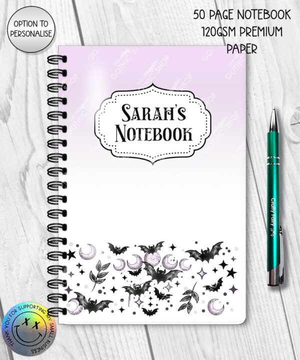 18803 personalised bats moons a5 notebook 1
