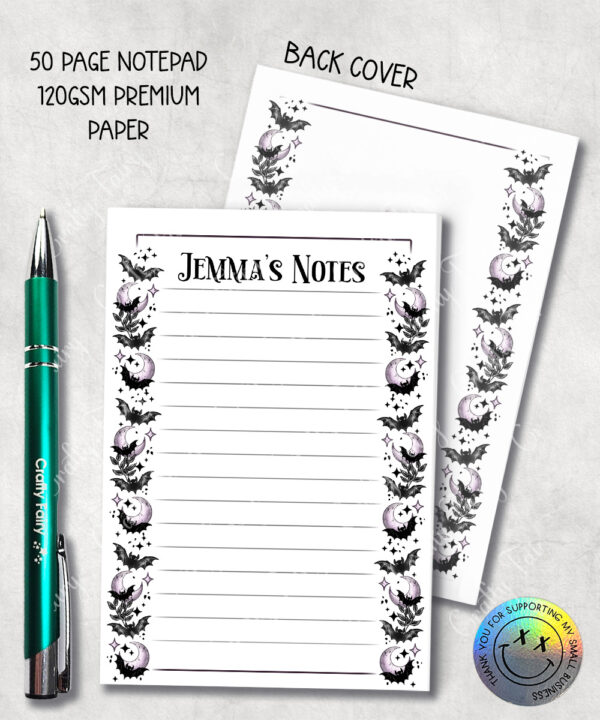 18804 personalised bats moons a6 notebook 1
