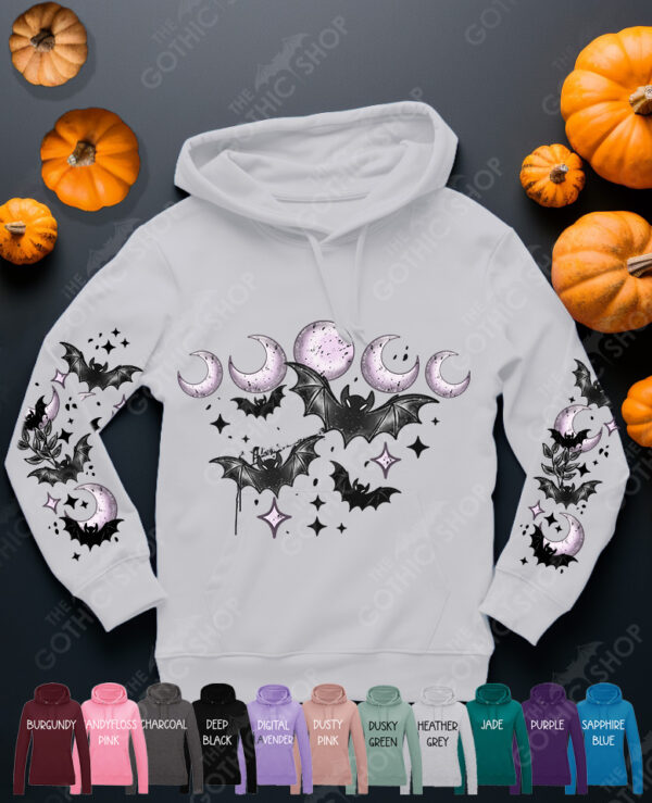 bats & purple moons unisex gothic hoodie with kangaroo pocket