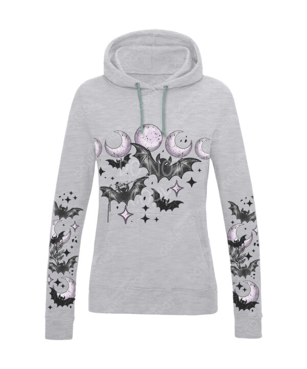 bats & purple moons unisex gothic hoodie with kangaroo pocket
