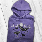 bats & purple moons unisex gothic hoodie with kangaroo pocket