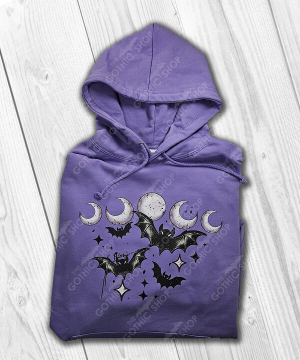 bats & purple moons unisex gothic hoodie with kangaroo pocket