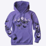 bats & purple moons unisex gothic hoodie with kangaroo pocket