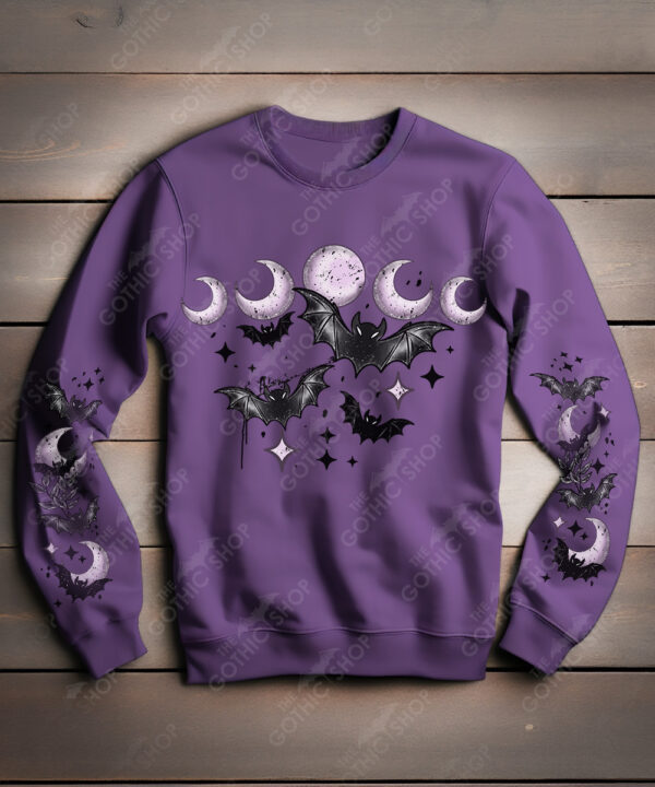 bats & purple moons unisex gothic sweatshirt