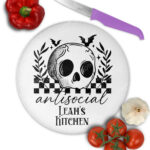 18822 antisocial personalised skull gothic chopping board round 1