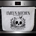 18823 antisocial personalised skull gothic chopping board towel 1