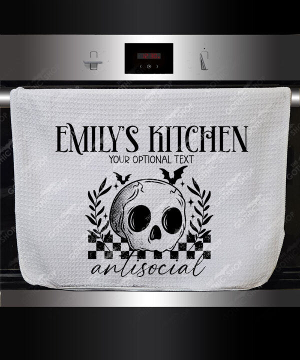 18823 antisocial personalised skull gothic chopping board towel 1