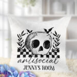 18824 antisocial personalised skull gothic cushion