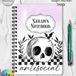 18825 antisocial personalised skull gothic a5 notebook 1