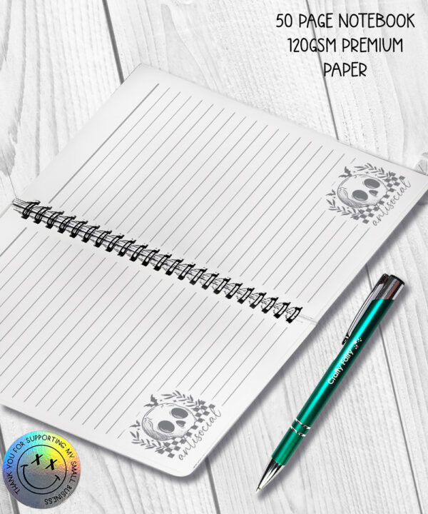 18825 antisocial personalised skull gothic a5 notebook 2