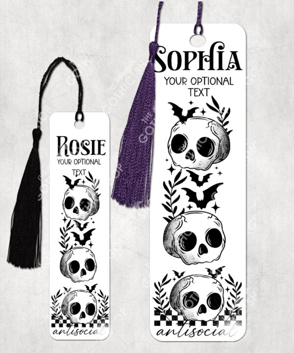 18827 antisocial personalised skull gothic bookmark 2