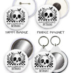 18832 antisocial personalised skull gothic badge mirror keyring 1