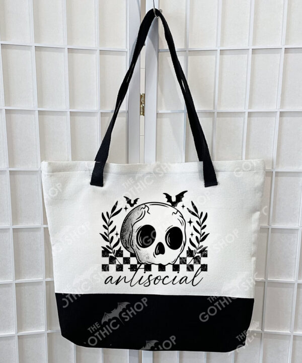 18835 antisocial skull gothic tote bag 1