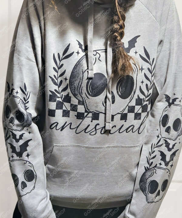 18837 antisocial skull gothic grey hoodie 5