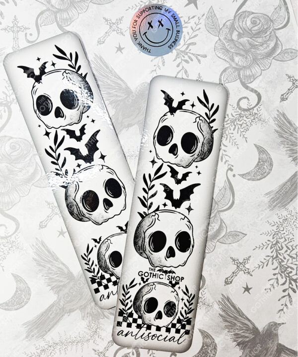 antisocial skull gothic bookmark