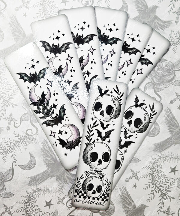 antisocial skull gothic bookmark