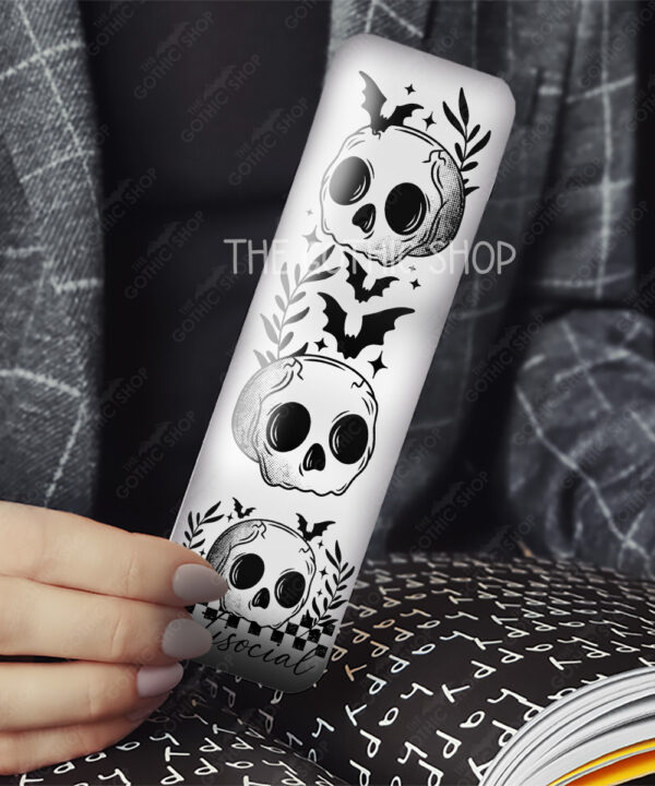 antisocial skull gothic bookmark